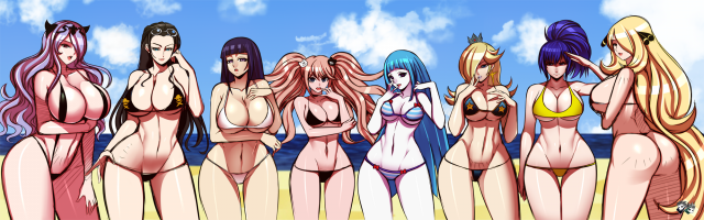 camilla (fire emblem)+enoshima junko+hyuuga hinata+meme (me!me!me!)+nico robin+rosalina+shirona (pokemon)