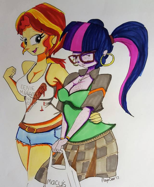 sci-twi+sunset shimmer+twilight sparkle