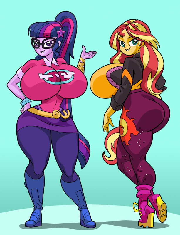 sci-twi+sunset shimmer+twilight sparkle