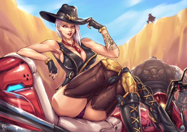 ashe (overwatch)+bob (overwatch)+mccree